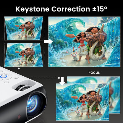 Native 1080P Bluetooth Projector, Full HD Portable Outdoor Movie Projector with Built-In Speaker, Compatible with Smartphone, HDMI, USB, AV, Fire Stick, PS5 for Home, Bedroom, Outdoor Use