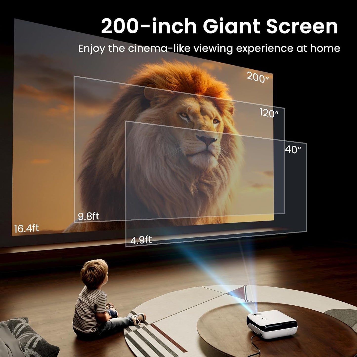 Native 1080P Bluetooth Projector, Full HD Portable Outdoor Movie Projector with Built-In Speaker, Compatible with Smartphone, HDMI, USB, AV, Fire Stick, PS5 for Home, Bedroom, Outdoor Use