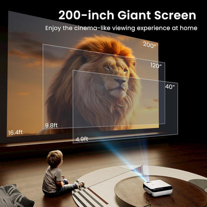 Native 1080P Bluetooth Projector, Full HD Portable Outdoor Movie Projector with Built-In Speaker, Compatible with Smartphone, HDMI, USB, AV, Fire Stick, PS5 for Home, Bedroom, Outdoor Use