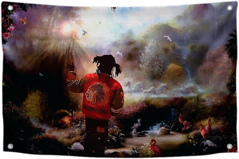 3X5 Feet Rapper Single Sided Polyester Flag Chief in the Garden of Eden with 4 Grommets - Suitable for Indoor and Outdoor Decorate for College Dorm Room - American Music Banner for Garden Party