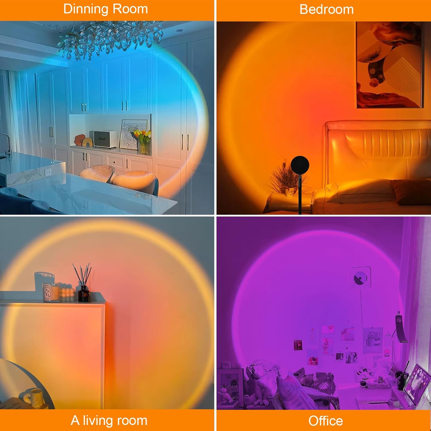 SolarHalt App & Remote Sunset LED Lamp Projector - 21 Color Changing Ambiance Lighting with App & Remote Control, Perfect for Aesthetic Decor & Unique Gifts!