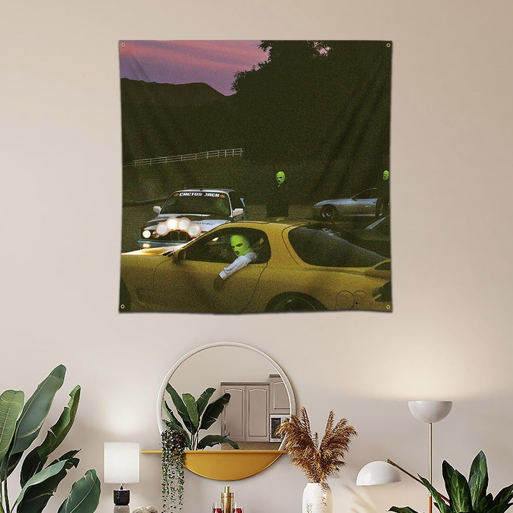 Jackboys Tapestry Rapper Music Album Covers Tapestry 4X4Ft Bedroom Living Room College Dormitory Decor, 48X48 Inch, Mutil